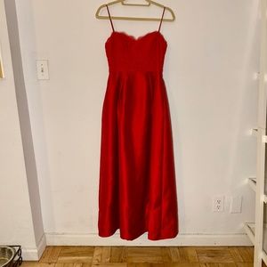 Adrianna Papell Red Lace Corset Gown